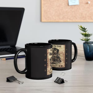 Take Him to the Train Station Mug: Yellowstone Inspired Black Ceramic Coffee Cup image 5