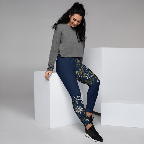 Lady's Floral Joggers. Perfect for yoga, working out, walking, jogging, or casual wear.