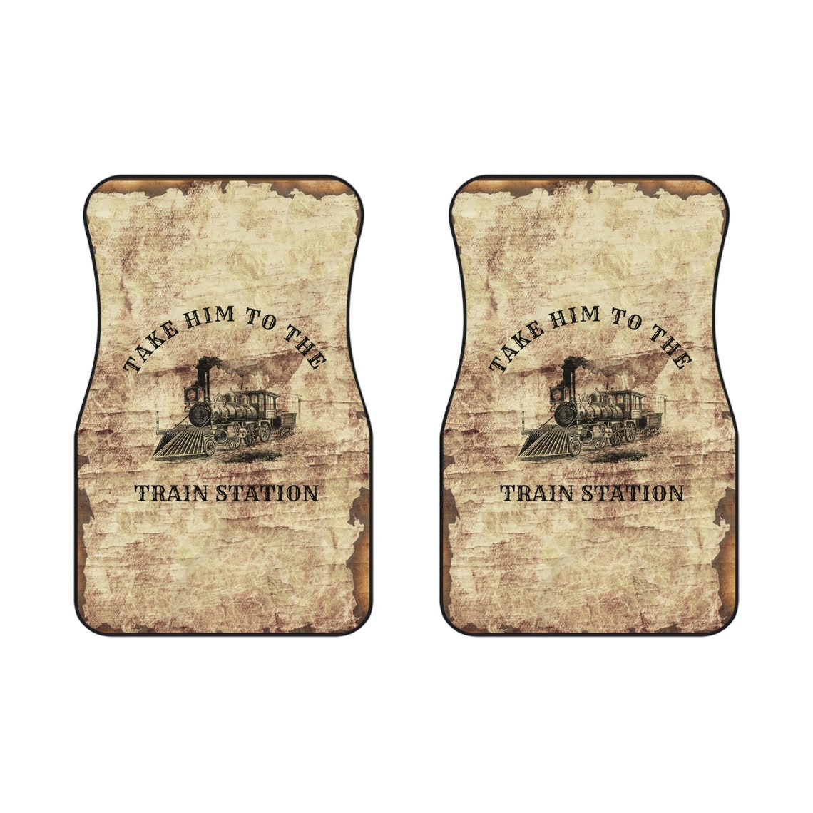 Take Him to the Train Station Car Mats 2-pack | Front Car Mats | Train ...