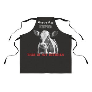 Delantal de cocina con estampado de vaca: un divertido regalo para cocinar.