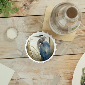 Graceful Waters: Great Blue Heron Bottle Opener | Flower Bottle Opener| Beer Bottle Opener | Soda bottle Opener | Holiday Gift I