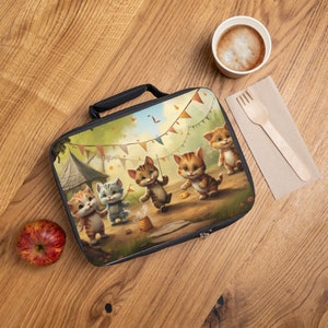 Sac à lunch délice des chatons | Conteneur alimentaire | Sac de rangement alimentaire | Cadeau d'amant de chaton | Sac de rentrée scolaire | Boîte à lunch pour enfants | Sac artisanal