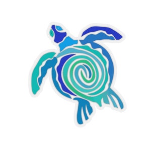 Whimsical Aqua Blue Turtle Kiss-Cut Sticker | Adult Sticker | Kids Sticker | Ocean Sticker | Wall Sticker | Phone Sticker | Turtle Gift Idea