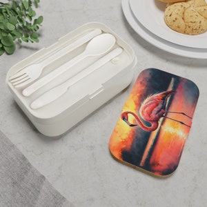 Flamingo Oasis Bento Lunch Box - Elegance and Nature&#39;s Grace During Lunchtime | School Lunch Box | Adult Lunch Box | Kids Lunch Box
