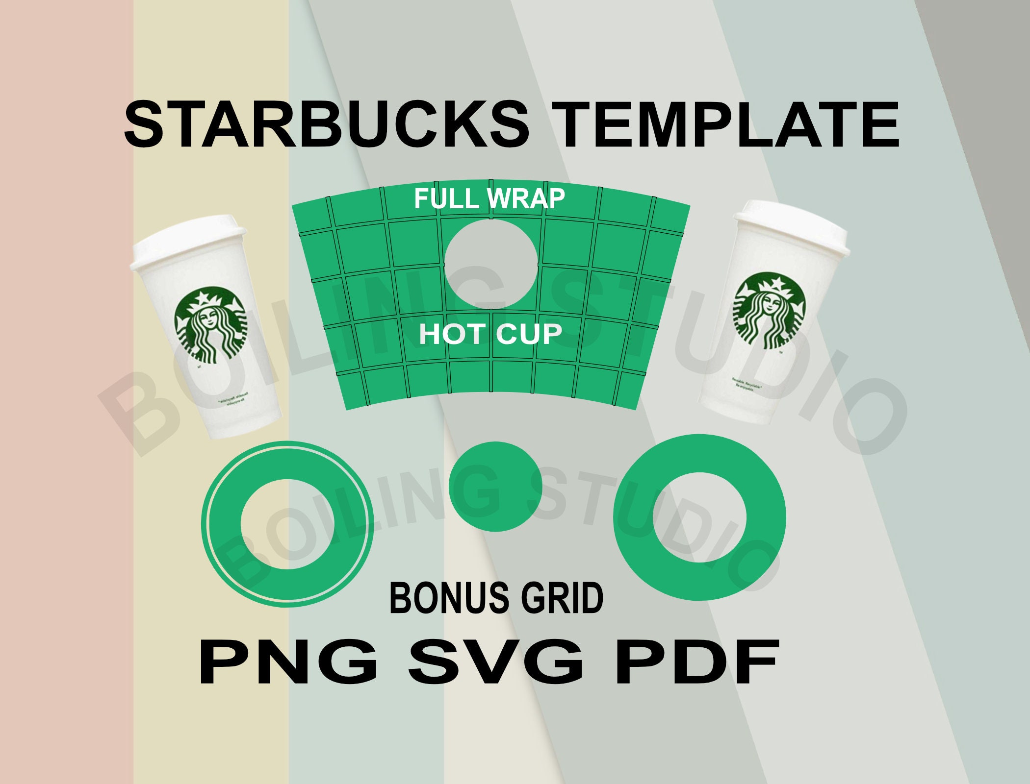 Digital Download Starbucks Cup Template Svg Full Wrap Hot Cup Template Starbucks 16 oz Hot Cup Dimensions SVG