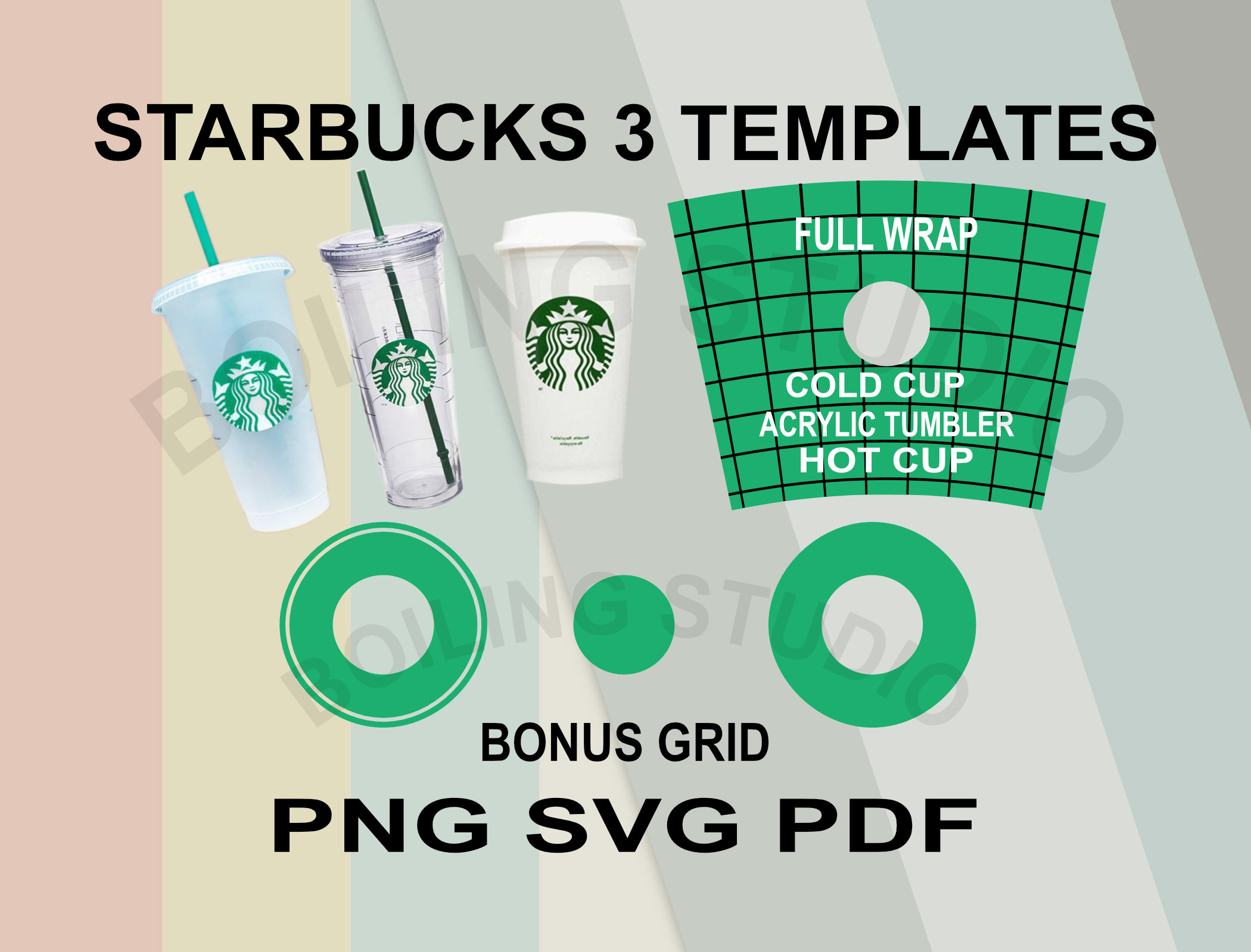 16 Oz Starbucks Reusable Hot Cup Blank Wrapper Template, Starbucks