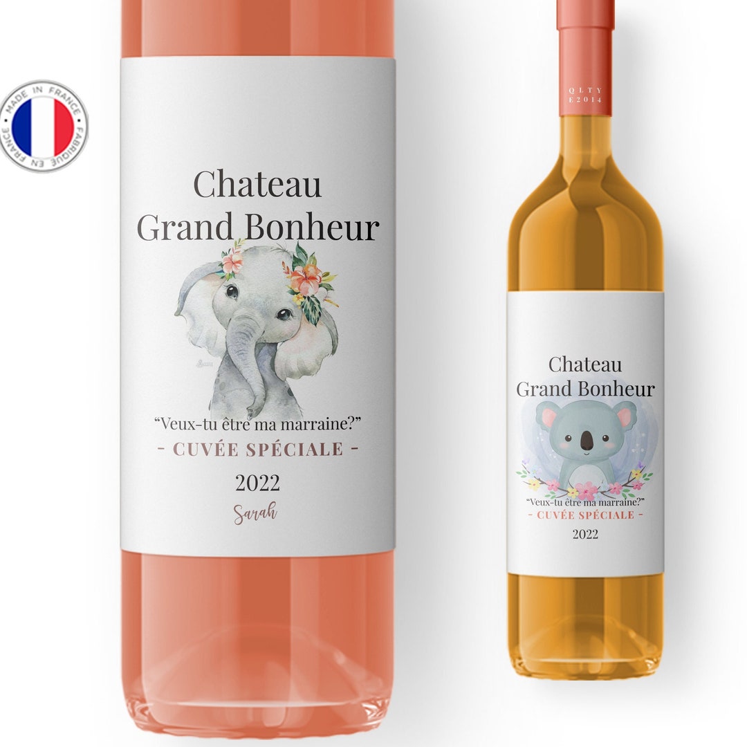 Etiquette de bouteille demande parrain avec votre échographie