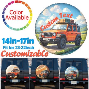 Customized Waterproof Wheel Spare Tire Cover RV Truck Car Camper Off-road Tyre Protector 14 15 16 17inch for 23-32 inch Picture Printed Text