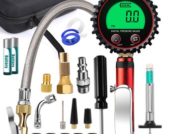 Manómetro digital para inflar neumáticos de 0 a 200 PSI con accesorios