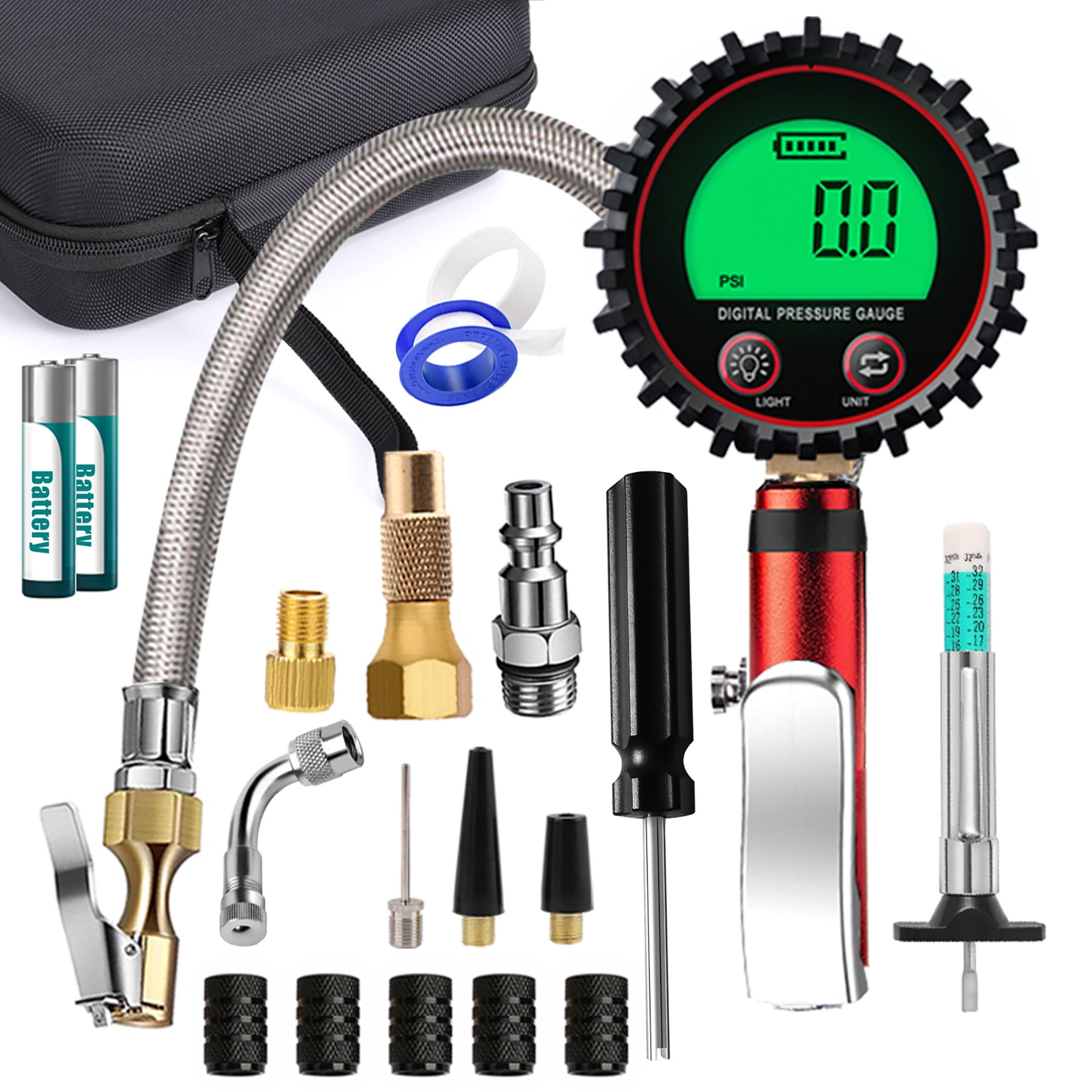 Digital Reifen Inflator Druckmesser 0-200 PSI Air Chuck Kopierer Zubehör LCD Hintergrundbeleuchtung Display Quick Connect Coupler