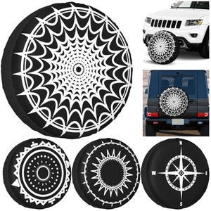 Circular Compass Pattern Waterproof Wheel Spare Tire Cover RV Truck Car Camper Trailer Protector 14 15 16 17inch for 25-32 inch