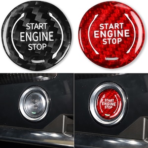 For Chevrolet Corvette C8 2020-2022 Red Carbon Fiber One-Button Start Stop Trim Sticker Protect Cover Red Black