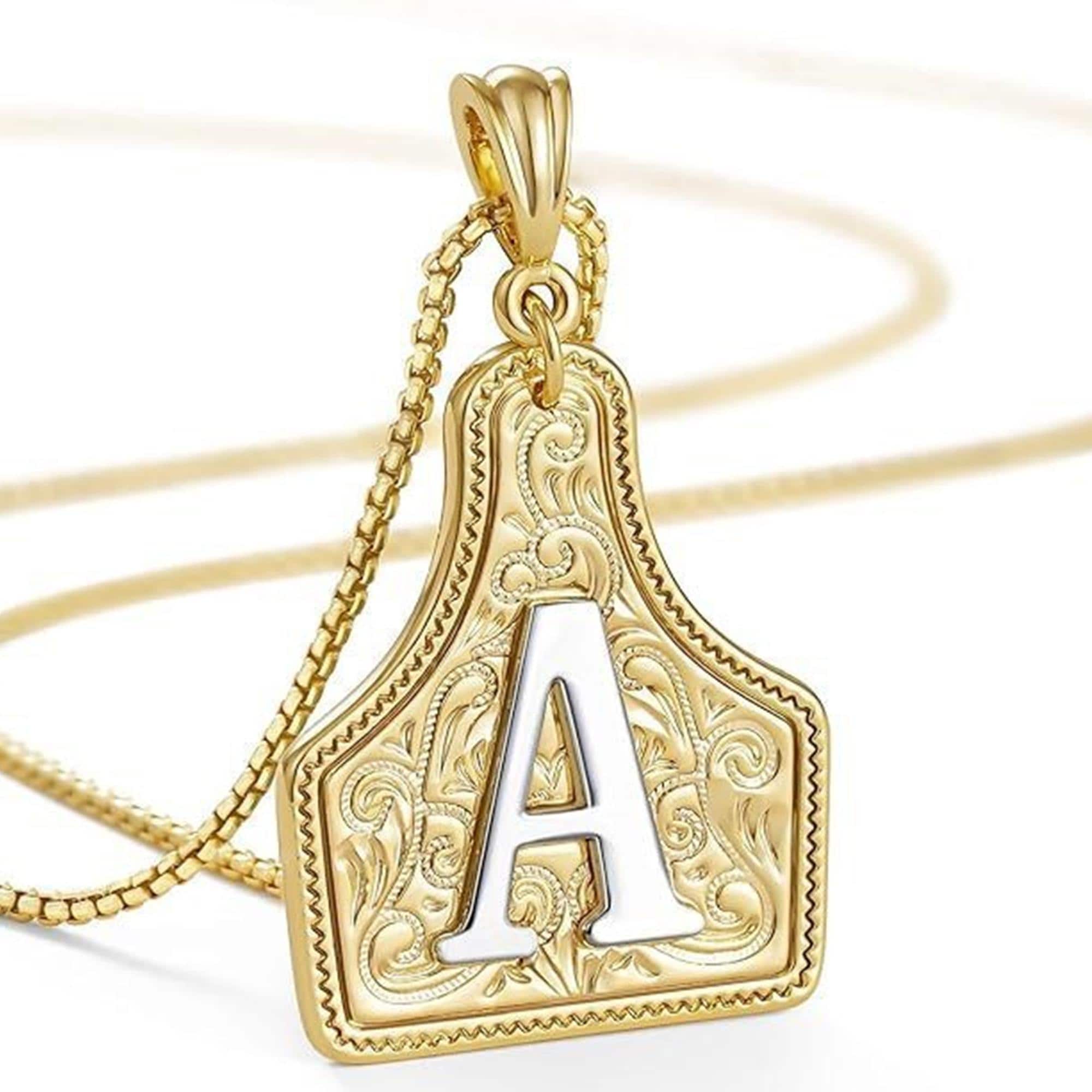 JIKASI Initial A-Z Letter Pendant Necklace for Men Silver Plated Capital S Initial Necklace Cuban Link Chain 4mm 20 Inch Jewelry Gift