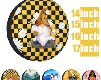 Cute Bear Gnome Dwarfs Waterproof Wheel Spare Tire Cover RV Truck Car Camper Trailer Protector 14 15 16 17inch for 25-32 inch