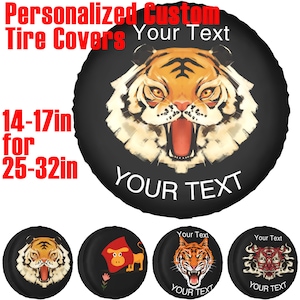 Personalized Custom Waterproof Wheel Spare Tire Cover RV Truck Car Camper Trailer Protector 14 15 16 17inch for 25-32 inch Picture Text