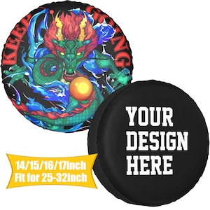 Personal Custom Dragon Eyes Rouge Noir Imperméable à l’eau Roue Roue De Secours Couvercle rv Camion Voiture Camping-car Remorque Protecteur 14 15 16 17inch pour 25-32 pouces