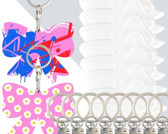 Classic Bow Sublimation Acrylic Keychain Blank | Custom Acrylic Keychains | Personalized Acrylic Memorial Keychains