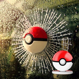 Auto Styling Pokeball Auto Netzball Baseball Gebrochen Hits Glas Lustige 3D Aufkleber Dekor Wand Pokemon Ball Selbstklebende Aufkleber Stoßstange Red and Coaster