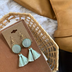 Boho Teal Tassel Earrings