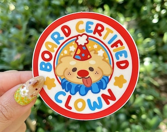 Certifierad clownvinylklistermärke | Rolig kawaii vattentät klistermärke