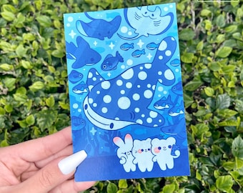 Aquarium Friends Art Print | Marine Sea Creatures Art | Cute Aquarium Art Print | Kawaii Art Print