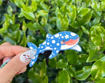 Pegatina de vinilo con forma de tiburón ballena, resistente a la intemperie y al agua.