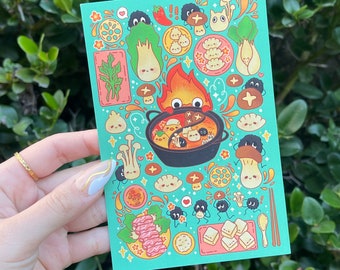 Hotpot Spirits Art Print | Cute Art Prints | Kawaii Art Print | Cute Wall Decor Print | Cute Illustration Art Print | Cute Art