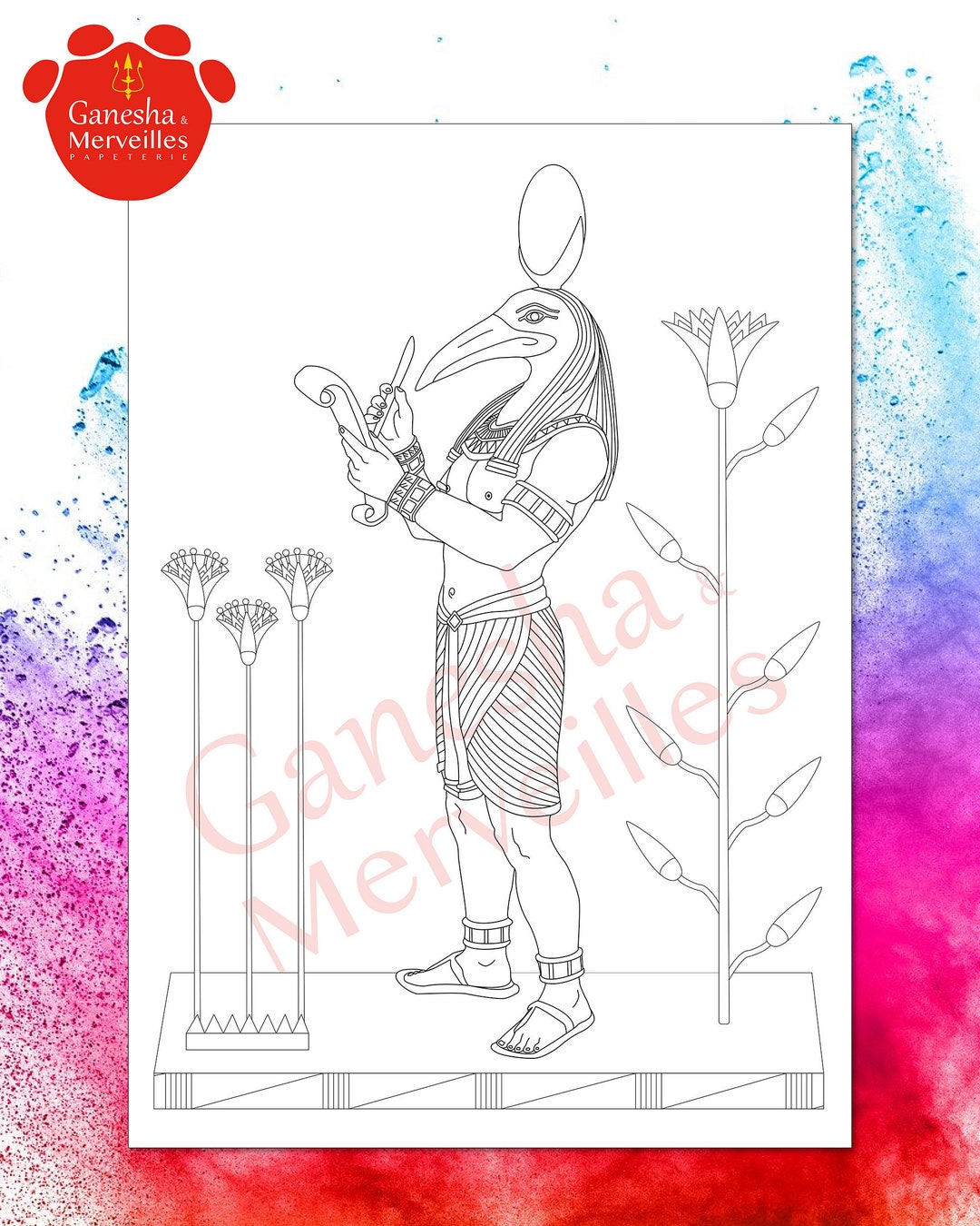 Coloring Page to Download God Thoth, Ancient Egypt for Adults and ...