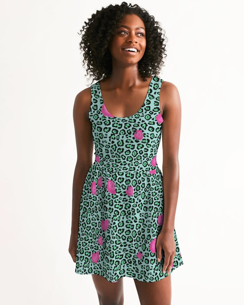 Women/'s Scoop Neck Skater Dress Mint Yaguarete