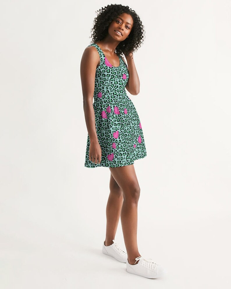 Women/'s Scoop Neck Skater Dress Mint Yaguarete