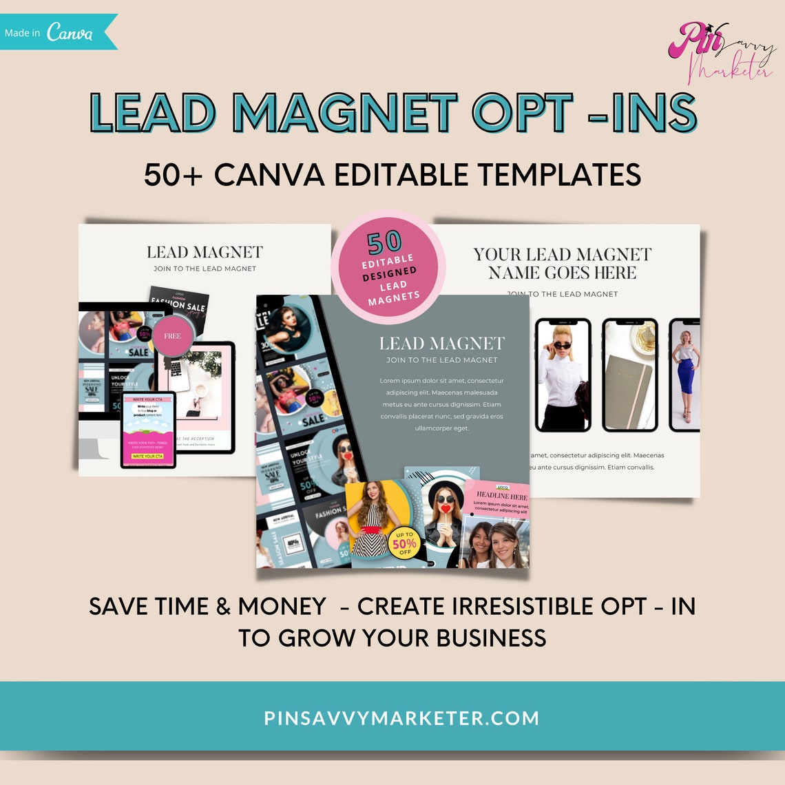 Download 50 Lead Magnet Kit Canva Template Opt-In Freebie Templates ...