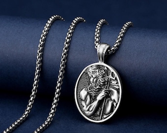 Poseidon God of the Sea Handmade Men Charm Necklace, Ancient Greek God Jewelry, Handmade Poseidon Pendant, Mythology Necklace, Husband Gift