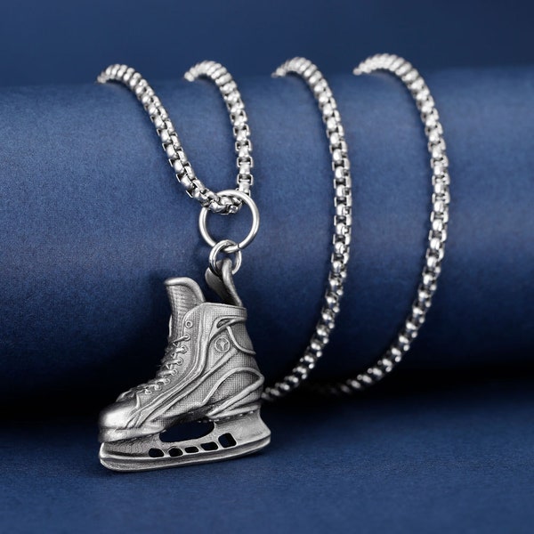 Ice Hockey Skate Necklace, Men Ice Hockey Jewelry, Hockey Skate Handmade Charm, Sports Lover Necklace, Bauer Hockey Skate Pendant