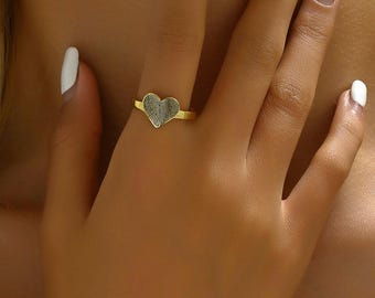 Personalized Fingerprint Jewelry, Custom Heart Fingerprint Ring, Memorial Gift, Custom Fingerprint Ring, Remembrance Gift, Gift for Grandma