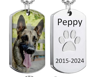 Personalized Pet Urn Necklaces for Dog Cat Ashes, Custom Photo Text Stainless Steel Cremation Jewelry, Pet Loss Memorial Gift