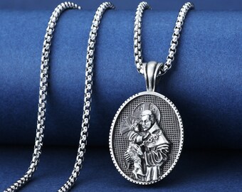 St Anthony Of Padua Medal Necklace In Handmade, Personalized Religious Medallion Necklace For Christian, Faith Necklace,Necklace For Husband