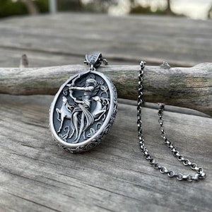 Greek Goddess Artemis Charm Necklace, Handmade Greek Mythology Necklace, Roman Goddess of the Hunt Diana Locket, Special Gift for Her image 5