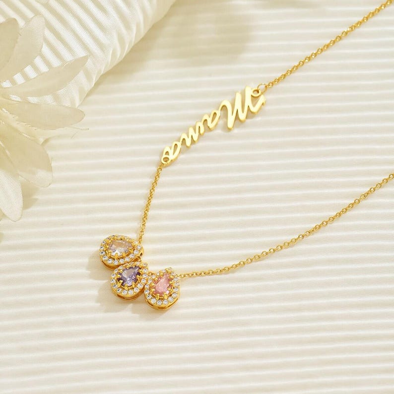 Family Birthstone Necklace, Personalized Birthstone Necklaces, Birthstone Jewelry, Gift For Mom, Birthday Gift, Christmas Gift, Gift for Her image 3