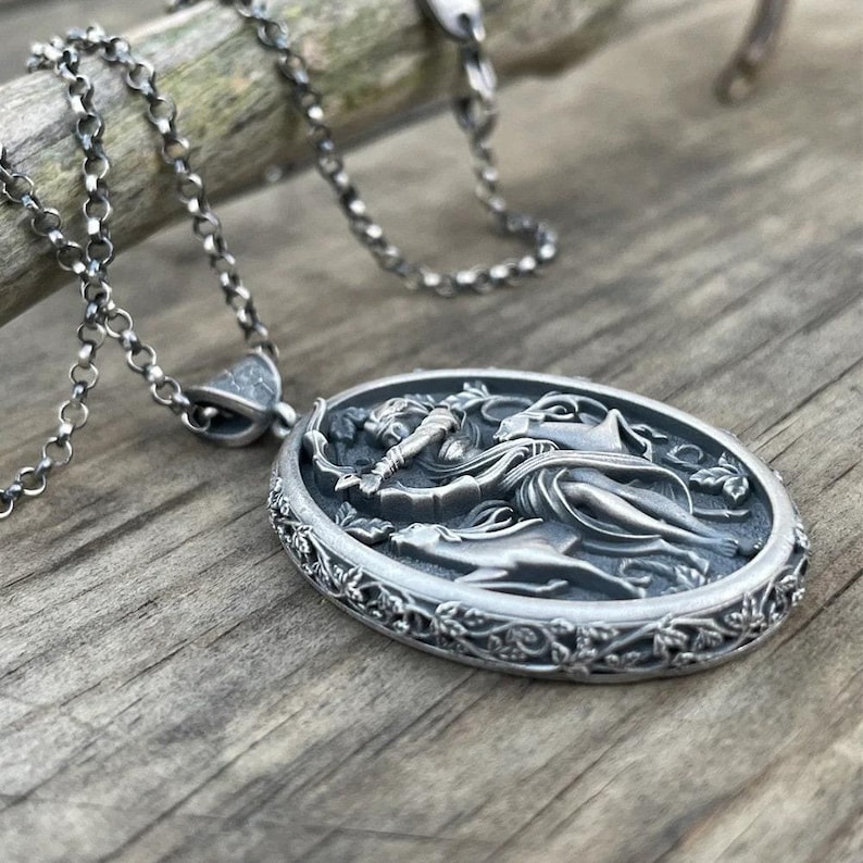 Greek Goddess Artemis Charm Necklace, Handmade Greek Mythology Necklace, Roman Goddess of the Hunt Diana Locket, Special Gift for Her image 6