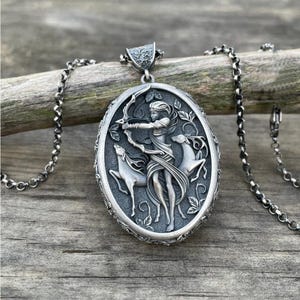 Greek Goddess Artemis Charm Necklace, Handmade Greek Mythology Necklace, Roman Goddess of the Hunt Diana Locket, Special Gift for Her image 4