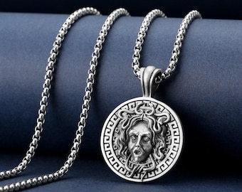 Men Gorgon Medusa Pendant, Handmade Retro Charm Necklace, Greek Mythology Medusa Jewelry, Medusa Pendant, Mythology Necklace, Men Gift