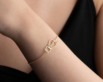 Pulsera personalizada con nombre de gato, pulsera personalizada con nombre de mascota, regalo de Navidad para mamá gata, regalo para amantes de los gatos, regalo para el Día de la Madre