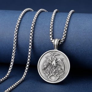 Winged Phoenix FireBird Necklace, Handmde Phoenix Bird Pendant, Winged Phoenix Necklace, Pagan Jewelry, Memorial Gif
