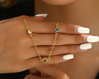 Collar con cuentas redondas y piedras de nacimiento con proyección de fotos, collar con foto personalizado, colgante con foto conmemorativa, regalo para ella, regalo de San Valentín