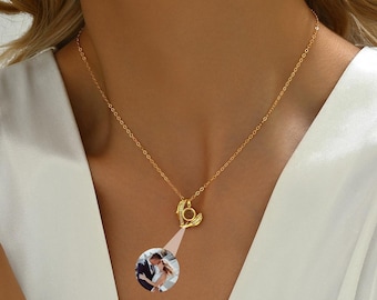 Angle Wing Projection Photo Necklace, Projection Jewelry for Women, Custom Memorial Picture Gift, Christmas Gifts, Birthday Gift for Her