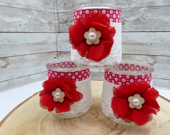 Set of 3 candle holders for baptism, wedding, communion, reception, decoration ....