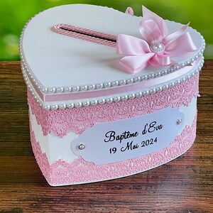 Wedding/baptism urn in white and pink, customizable image 5