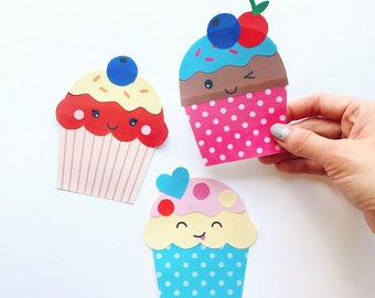 Cupcakes Paper Craft Kit- Free Coloring page included