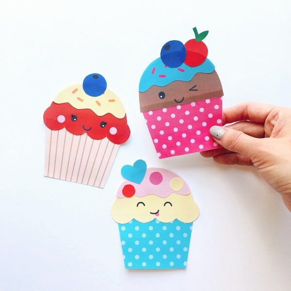 Cupcakes Paper Craft Kit- Free Coloring page included