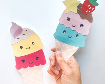 Ice Cream Paper Craft Kit- Free Coloring page included